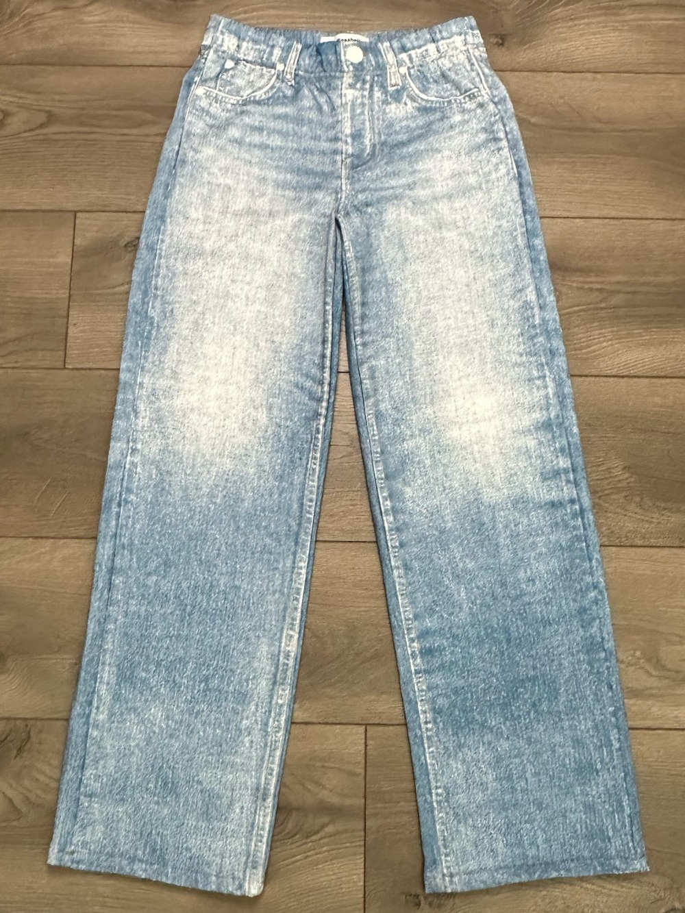 Mila Rosabella Sweat Pants Mid Rise Faux Jeans Acid Wash Blue Size Small